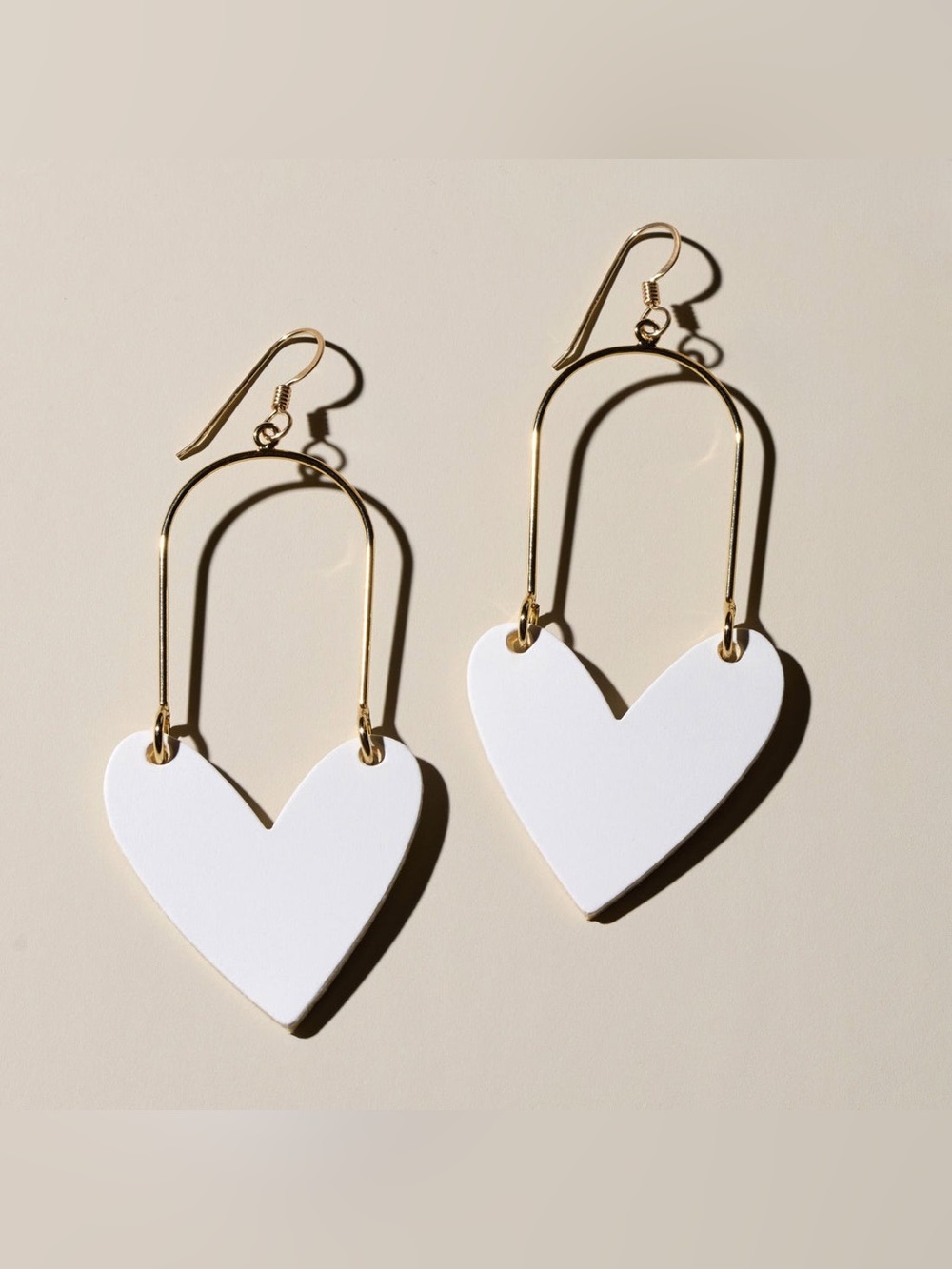Nickel And Suede White Sweetheart Leather Hoop Earrings